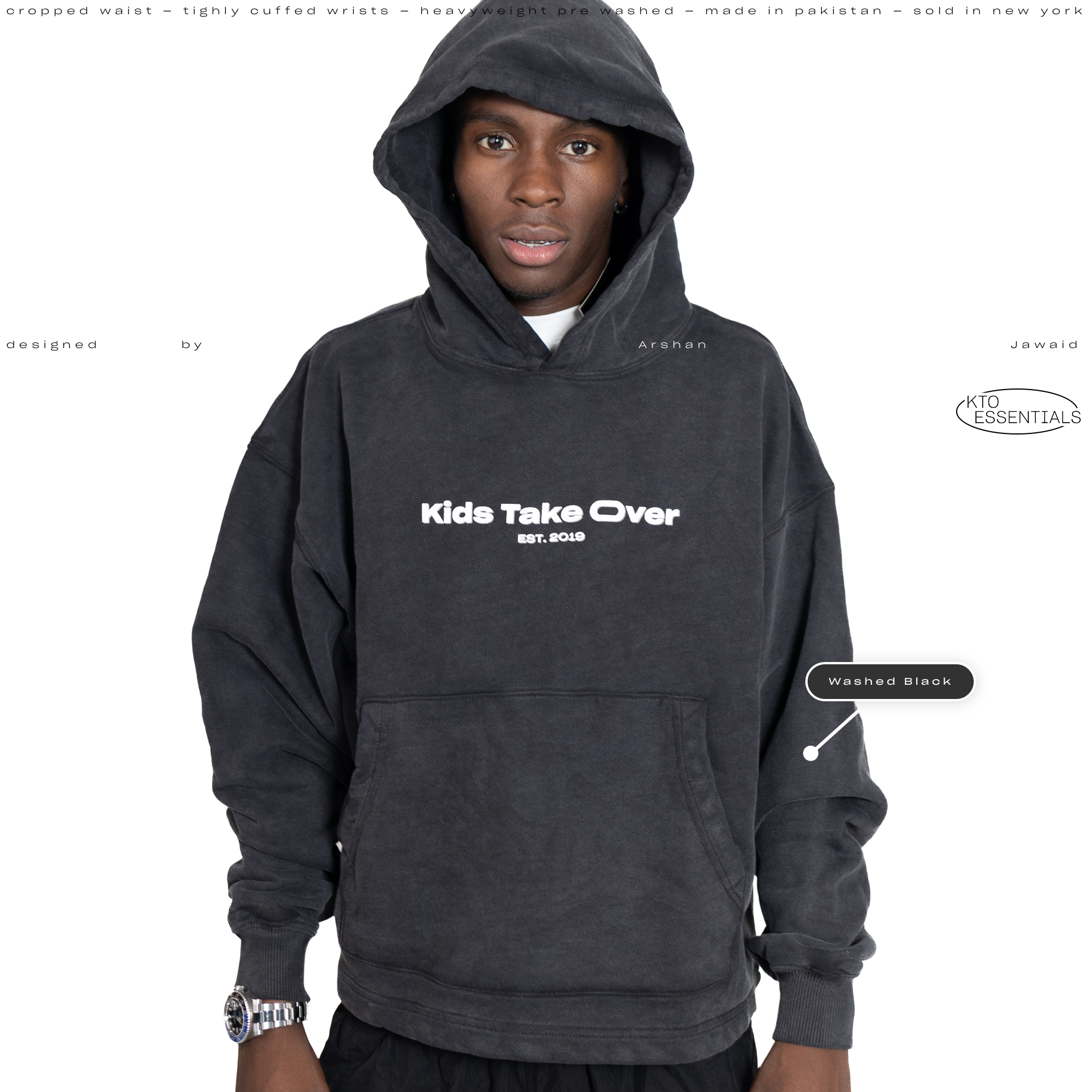 Washed Black Essential Hoodie